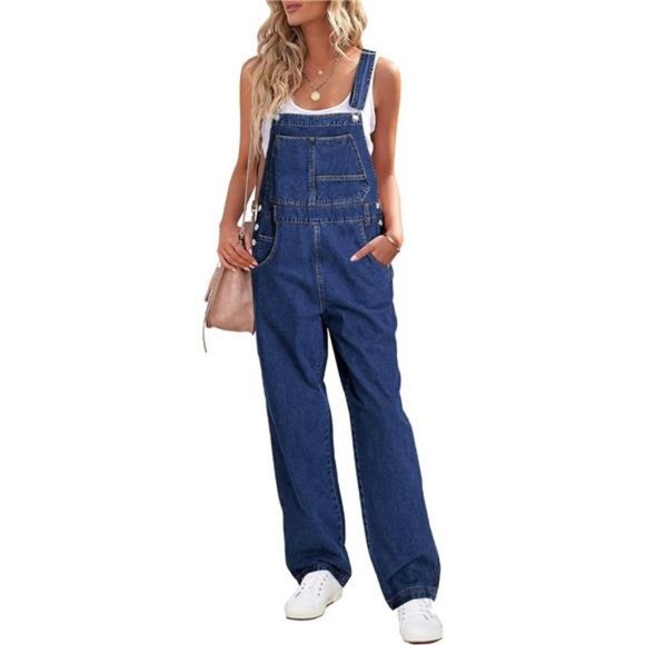 Denim Jumpsuit Women Baggy Jeans Jumpsuits High Waist Wide Leg Overalls Trousers main image 0